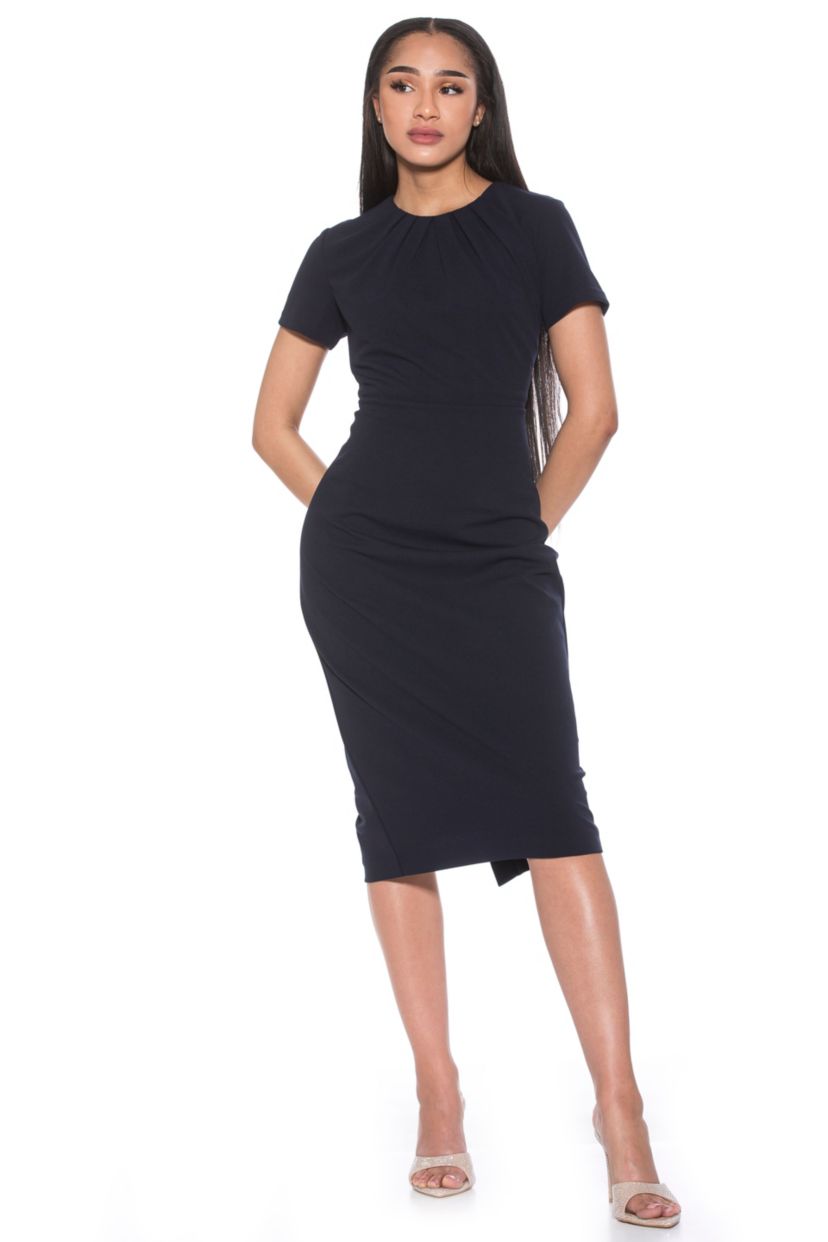 Quinn Draped Crewneck Sheath Dress