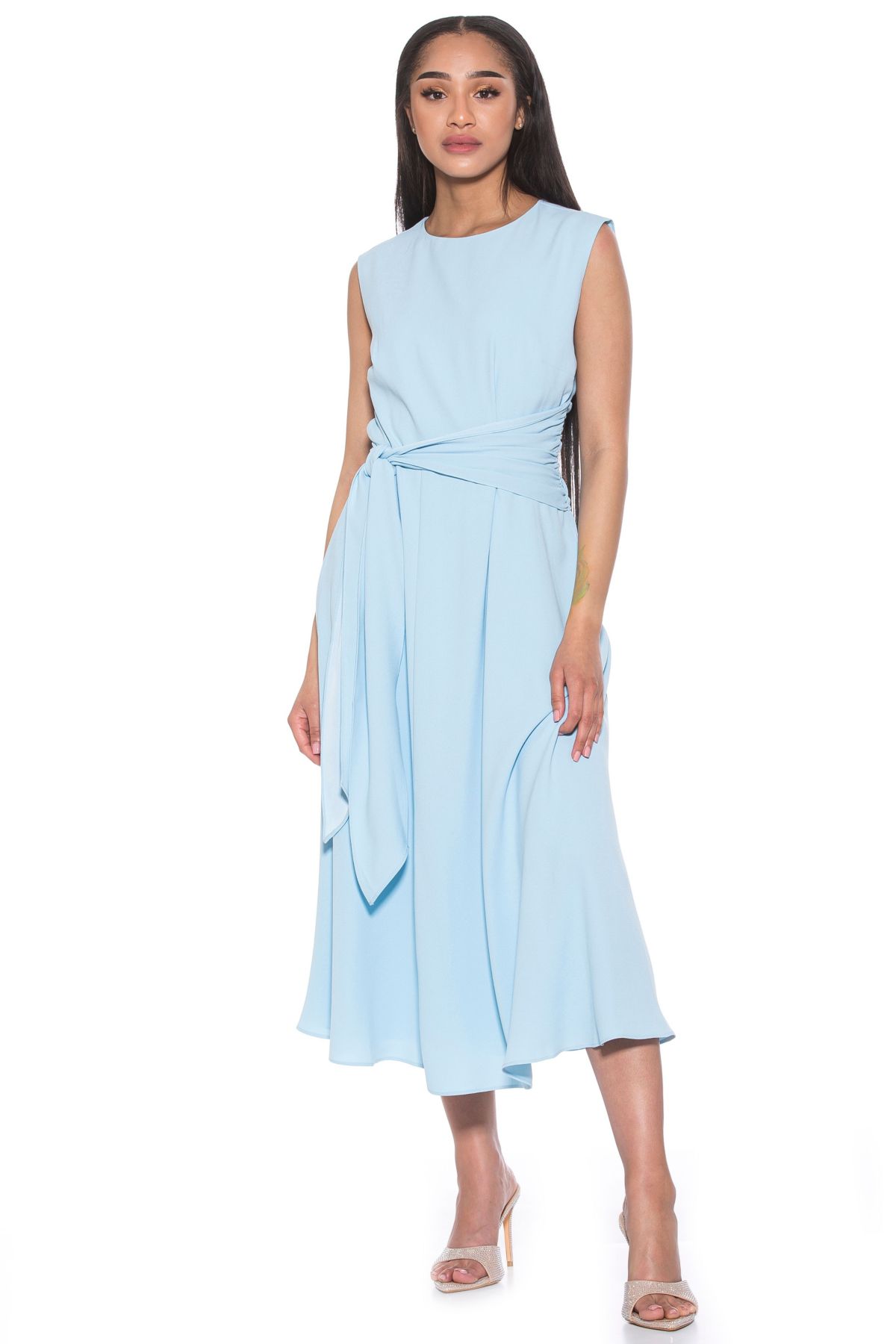 Paris Asymmetric Draped Midi Dress