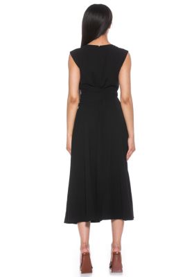 Paris Asymmetric Draped Midi Dress