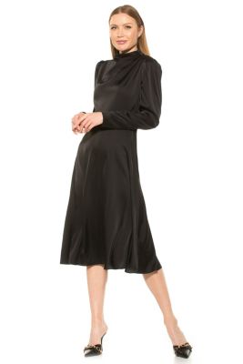 Denni Mockneck Fit And Flare Midi Dress