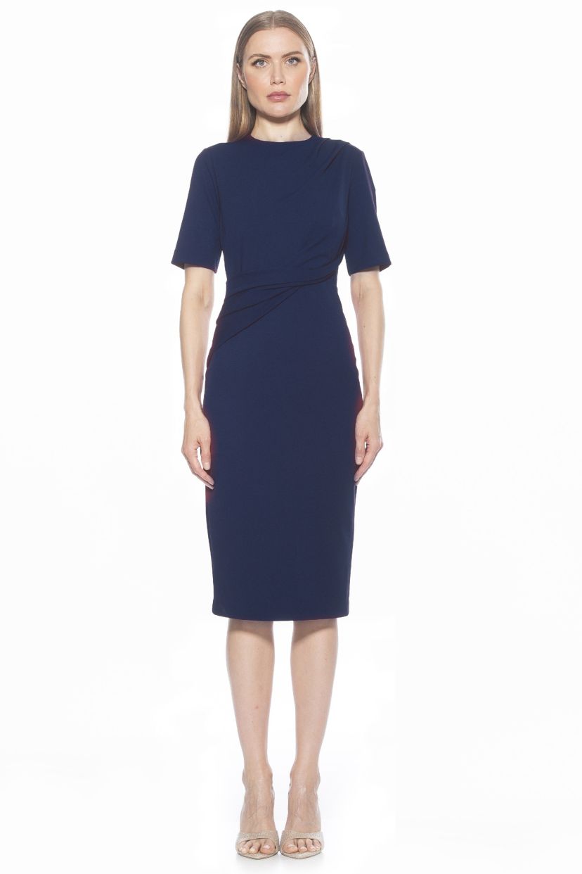 Harper Crewneck Draped Sheath Dress