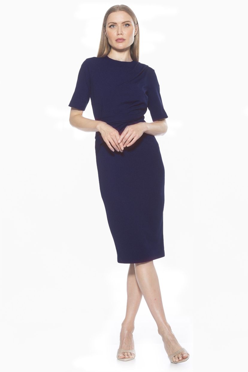 Harper Crewneck Draped Sheath Dress