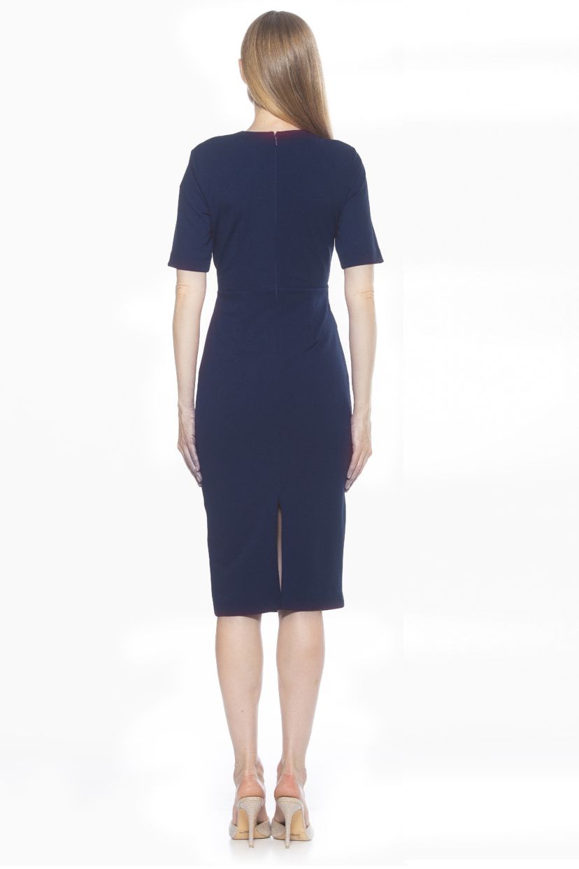 Harper Crewneck Draped Sheath Dress