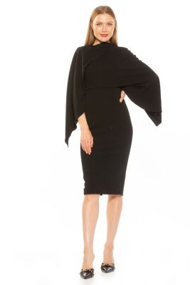 Vida Draped Cape Sleeves Sheath Dress