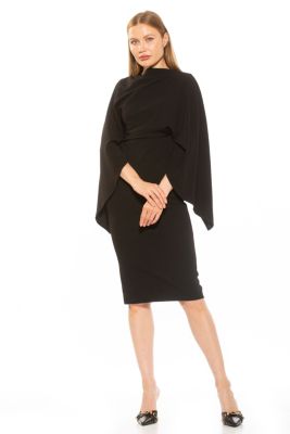 Vida Draped Cape Sleeves Sheath Dress