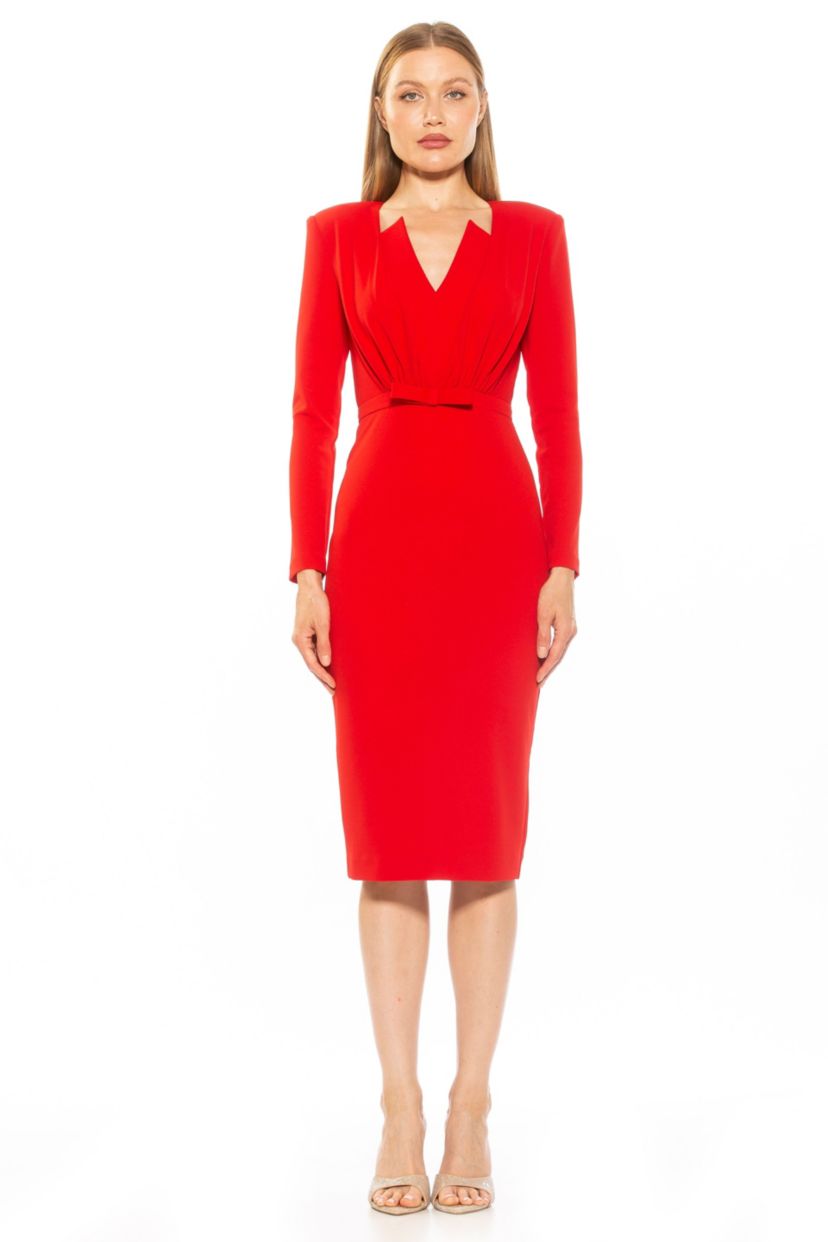 Arleth Sheath Dress With Draped V Neck