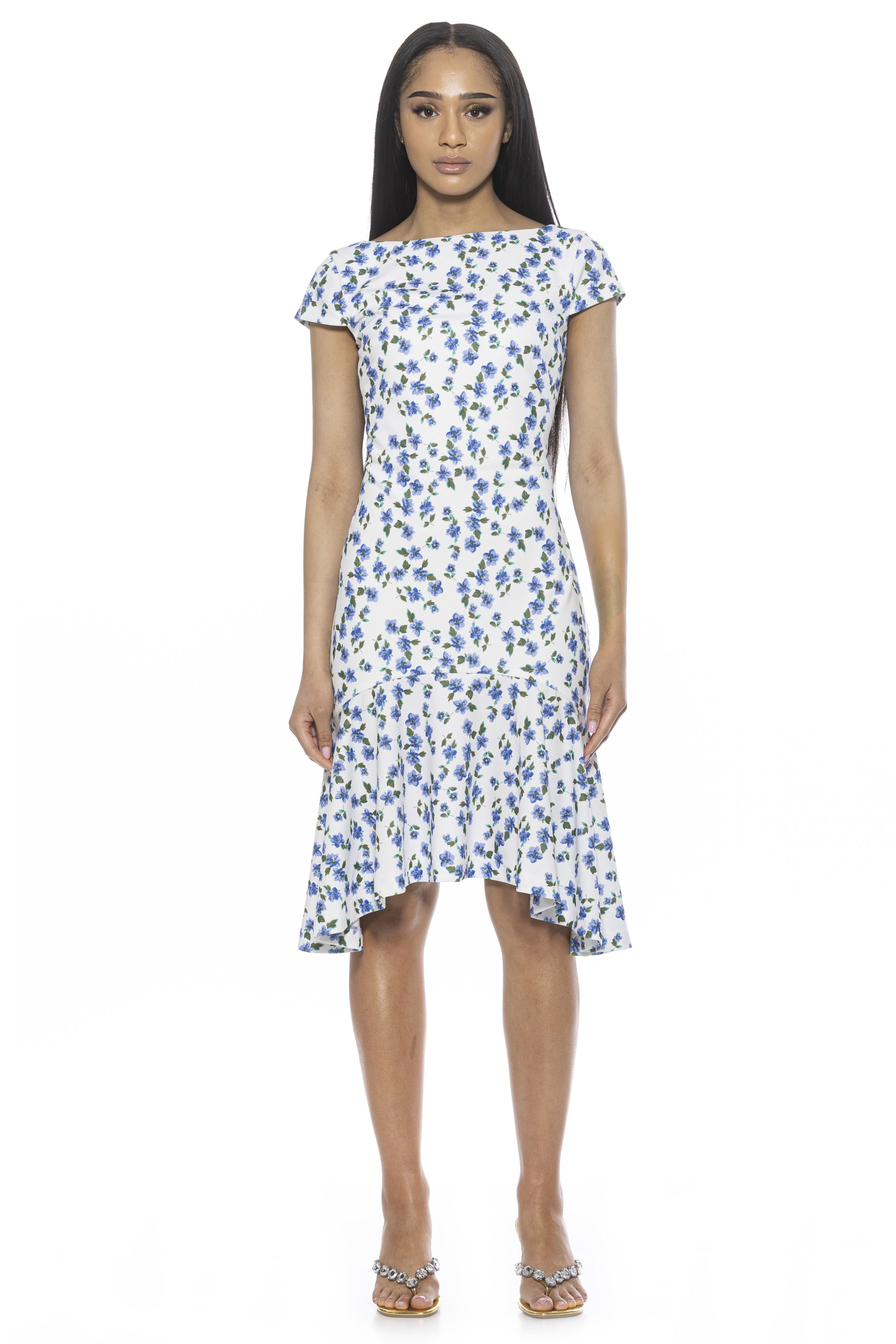 Renata Cap Sleeve Flared Dress