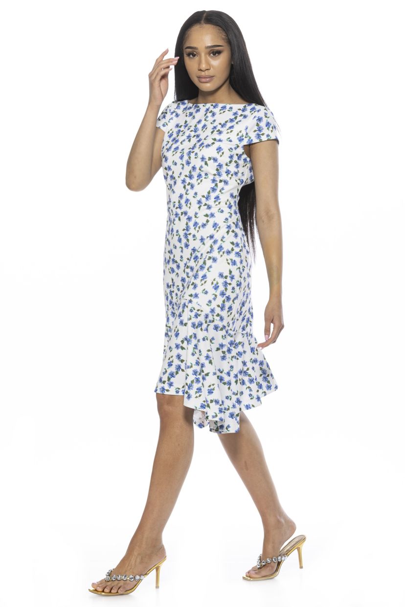 Renata Cap Sleeve Flared Dress