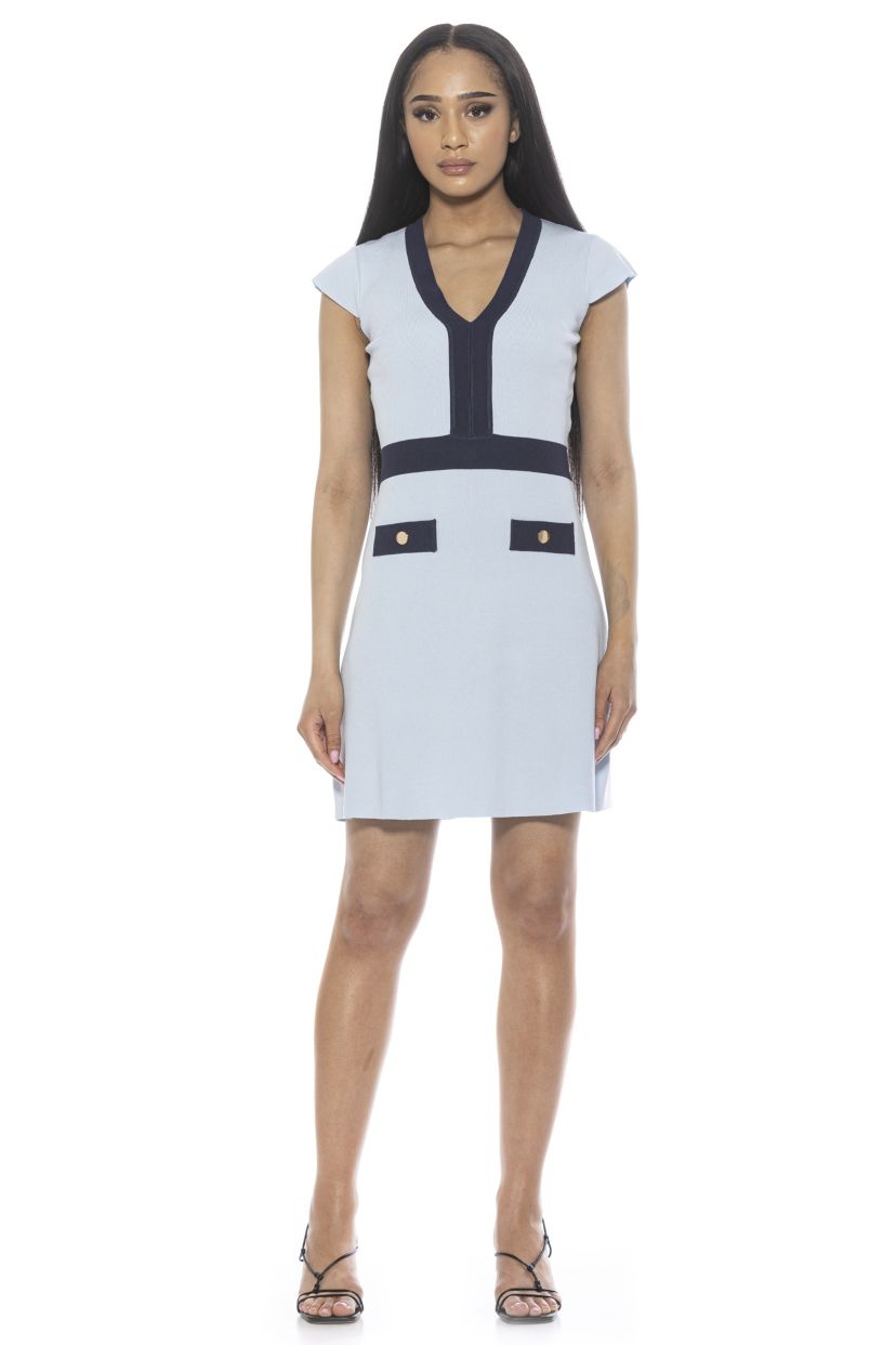 Rhea Knit V Neck Fit And Flare Dress