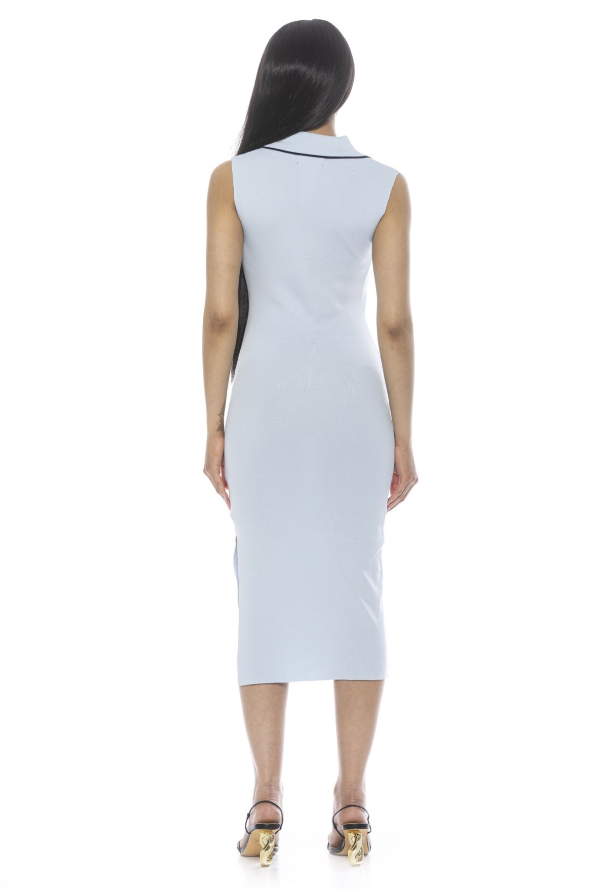 Myah Collared Midi Ribbed Knit Dress