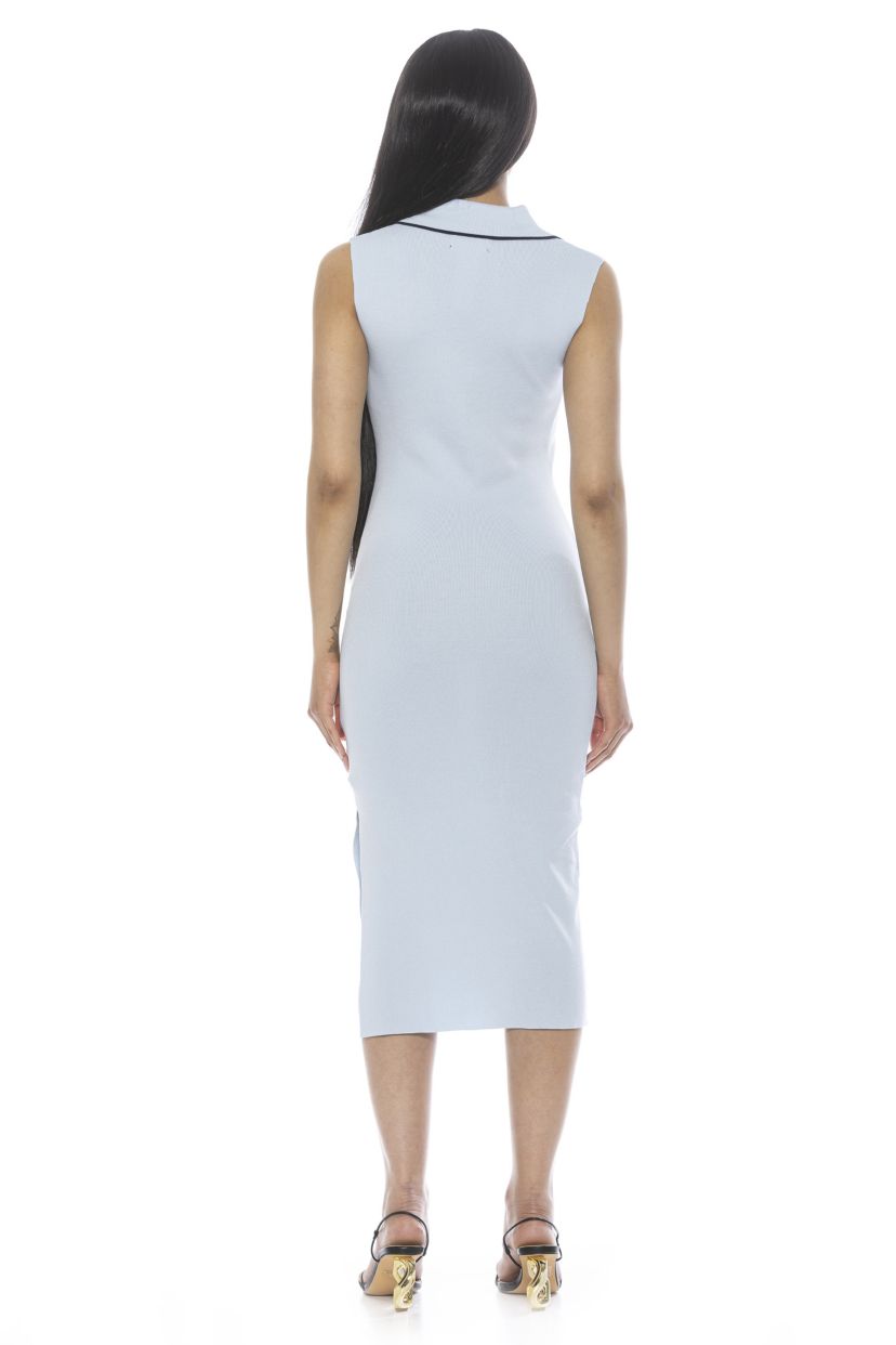 Myah Collared Midi Ribbed Knit Dress