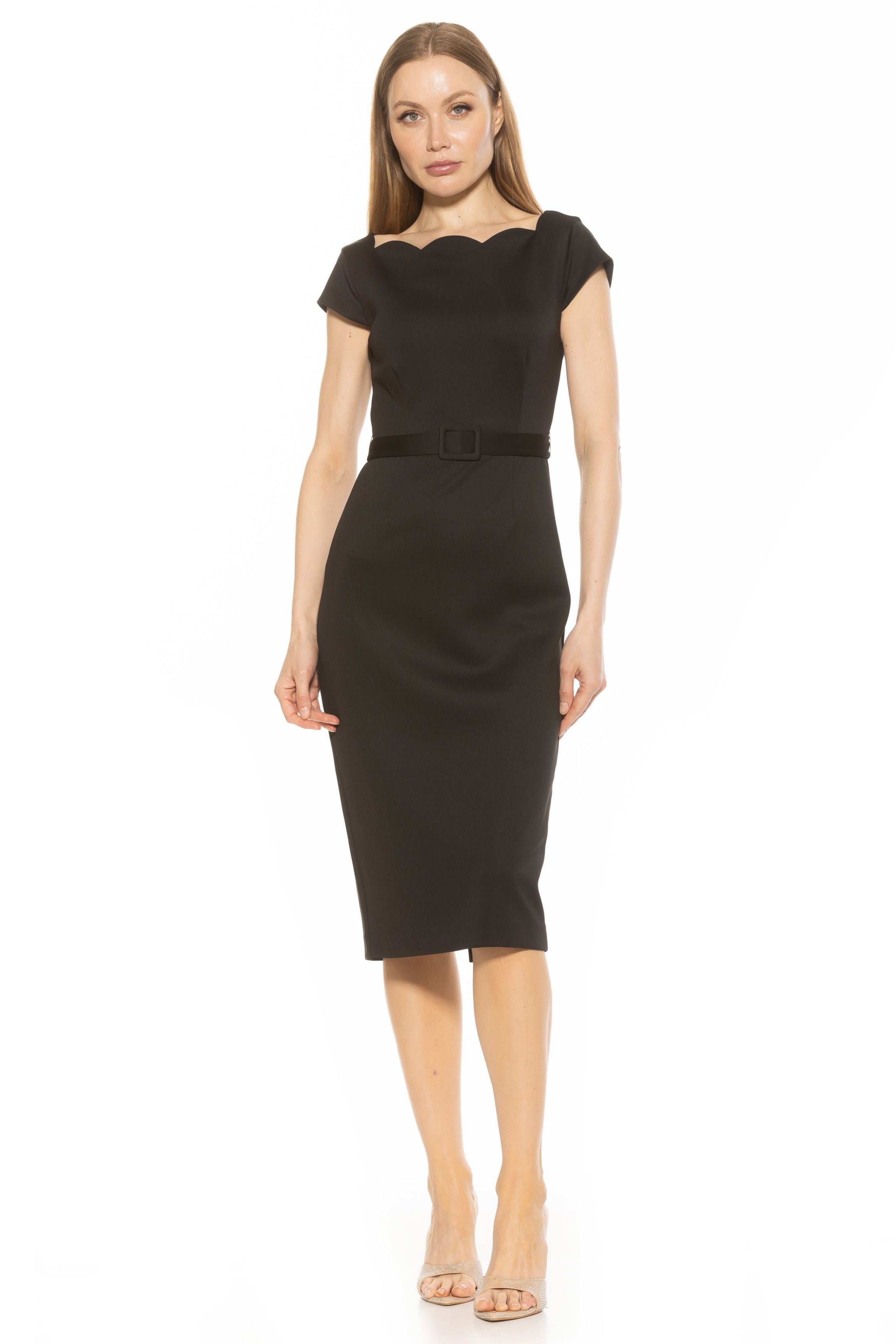 Lavinia Scallop Neckline Midi Sheath