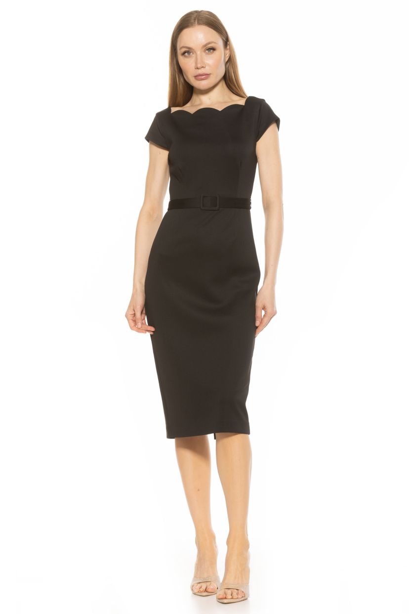 Lavinia Scallop Neckline Midi Sheath