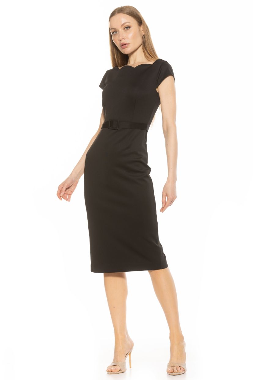 Lavinia Scallop Neckline Midi Sheath