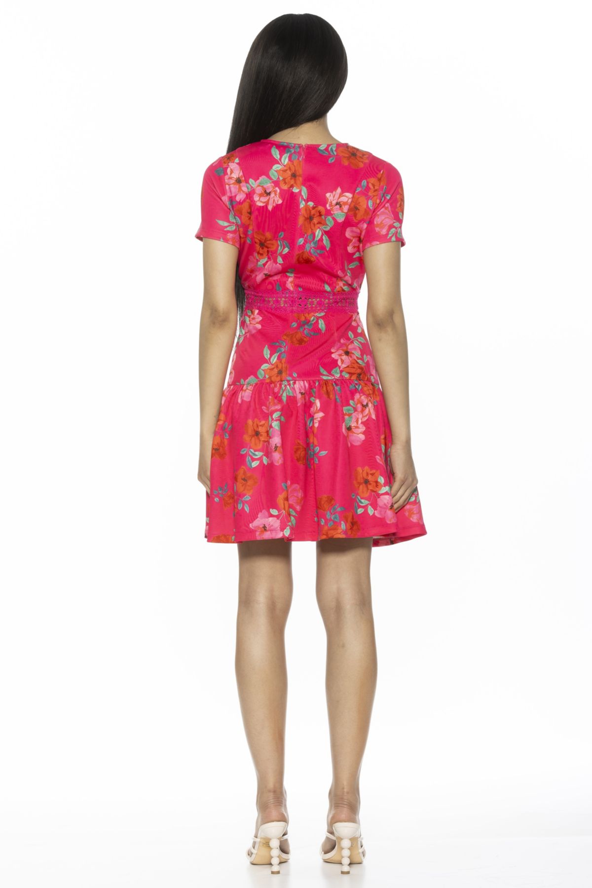 Alexa Lace Trim Floral Print Dress