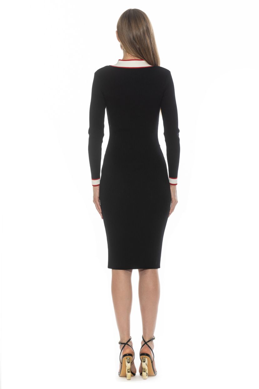 Janet V Neck Knit Dress With Buttons