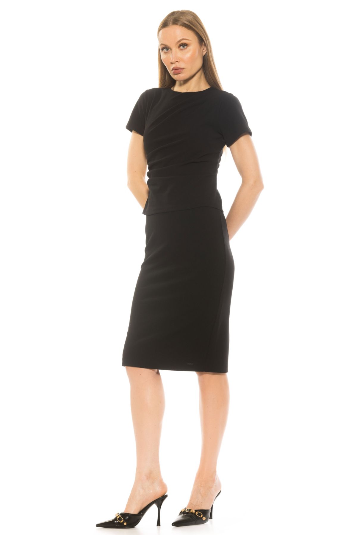 Robin Crewneck Draped Midi Dress