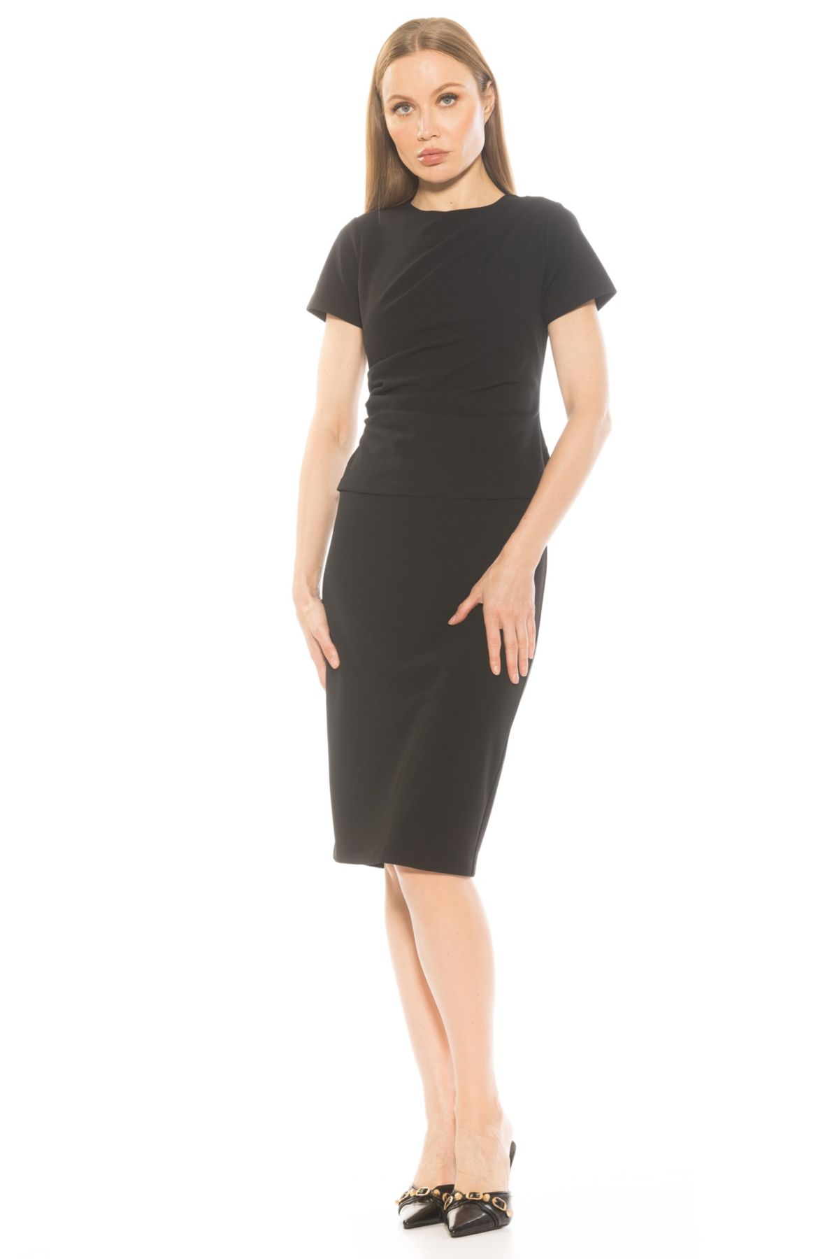 Robin Crewneck Draped Midi Dress