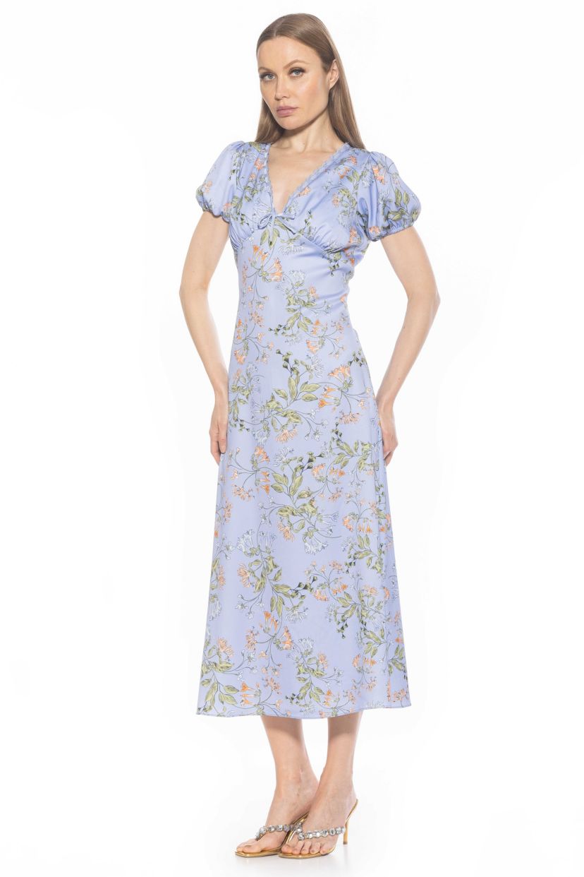Silvius V Neck Bubble Sleeve Maxi Dress