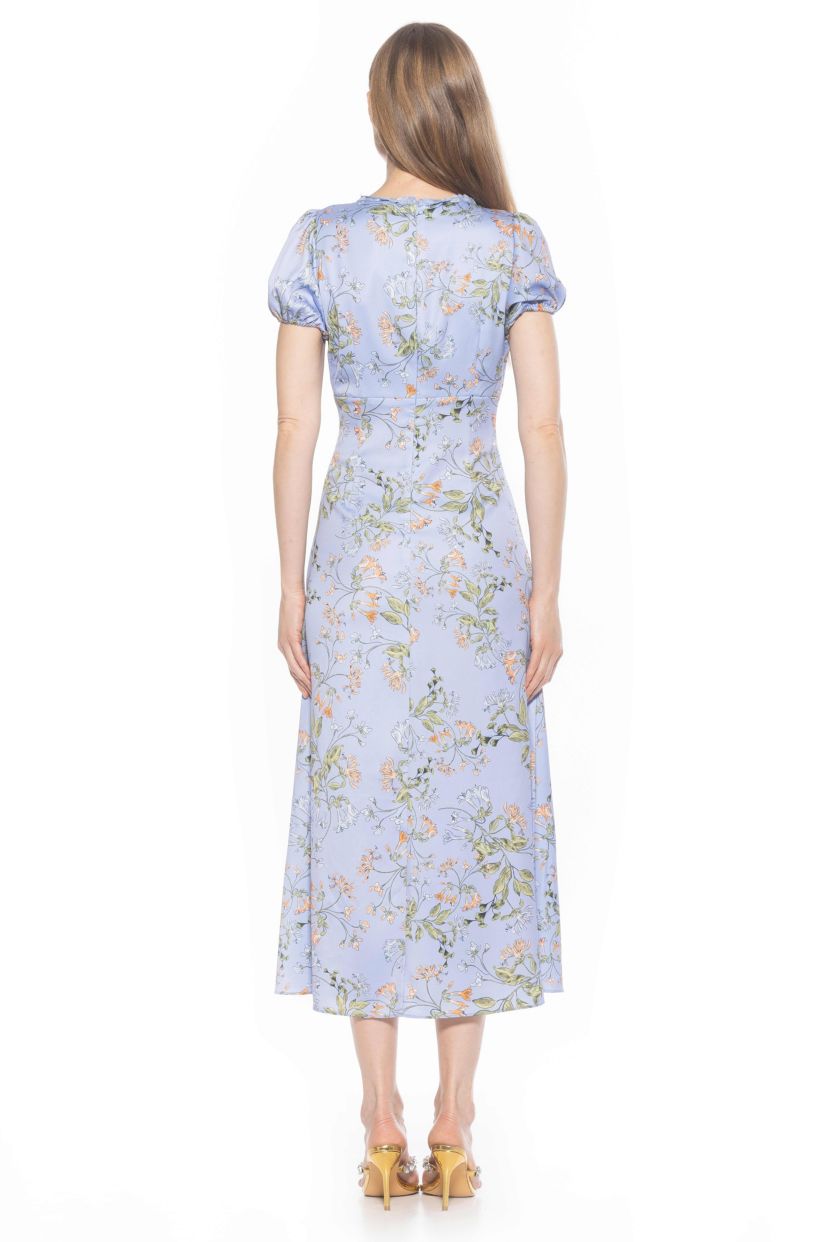 Silvius V Neck Bubble Sleeve Maxi Dress