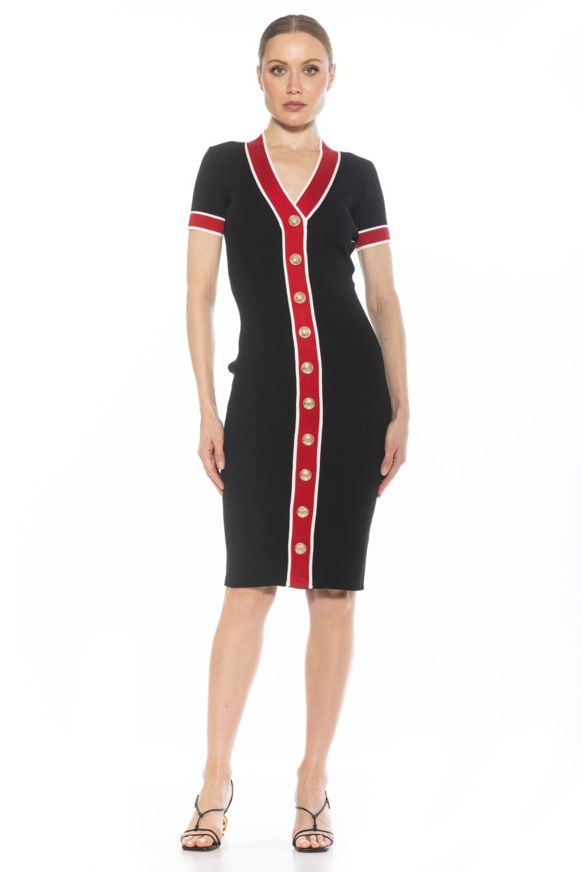 Otto V Neck Ribbed Knit Dress