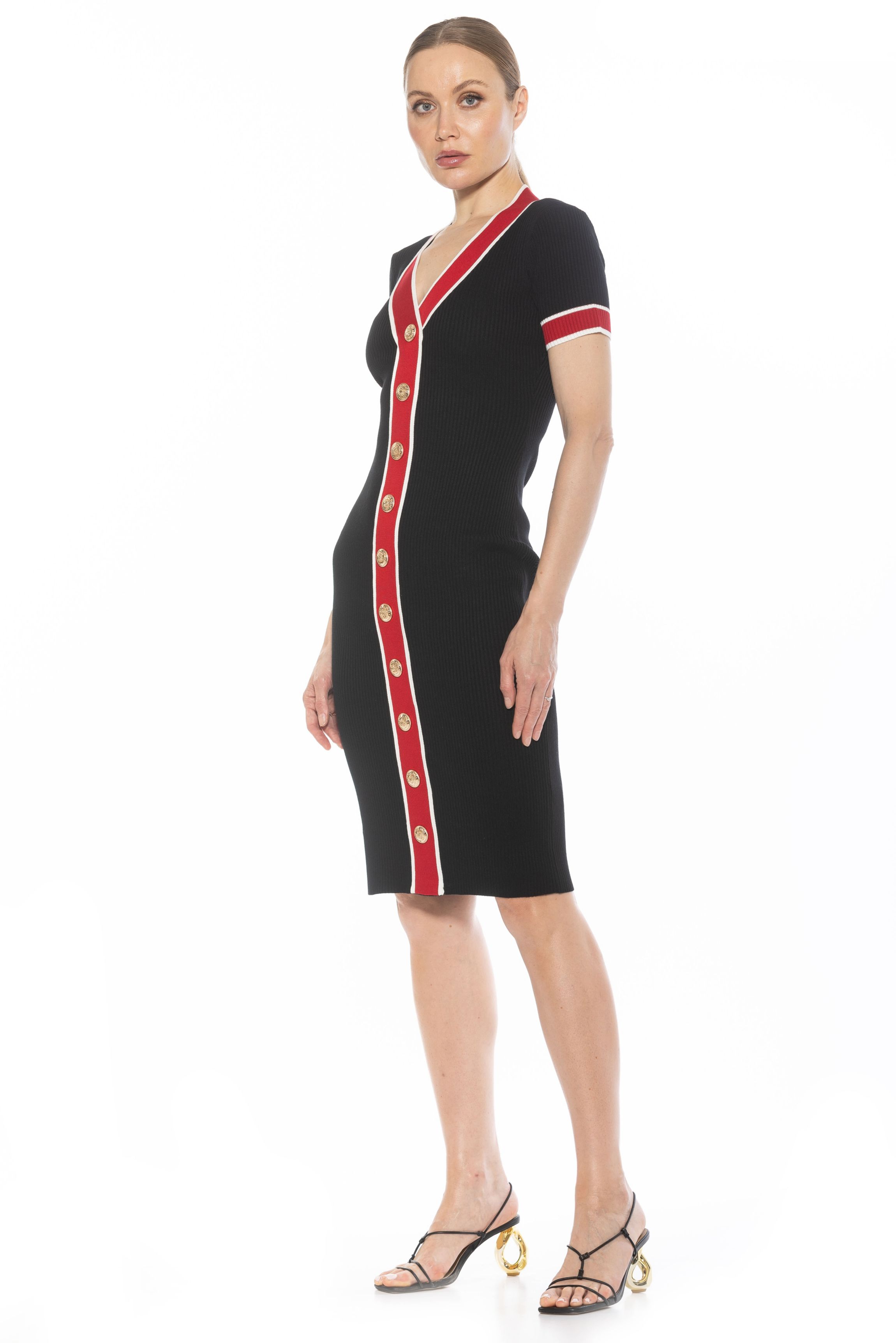 Otto V Neck Ribbed Knit Dress