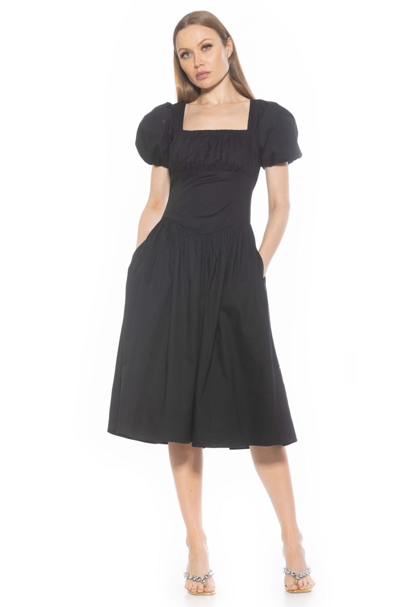 Jessi Portrait Neck Midi Dress
