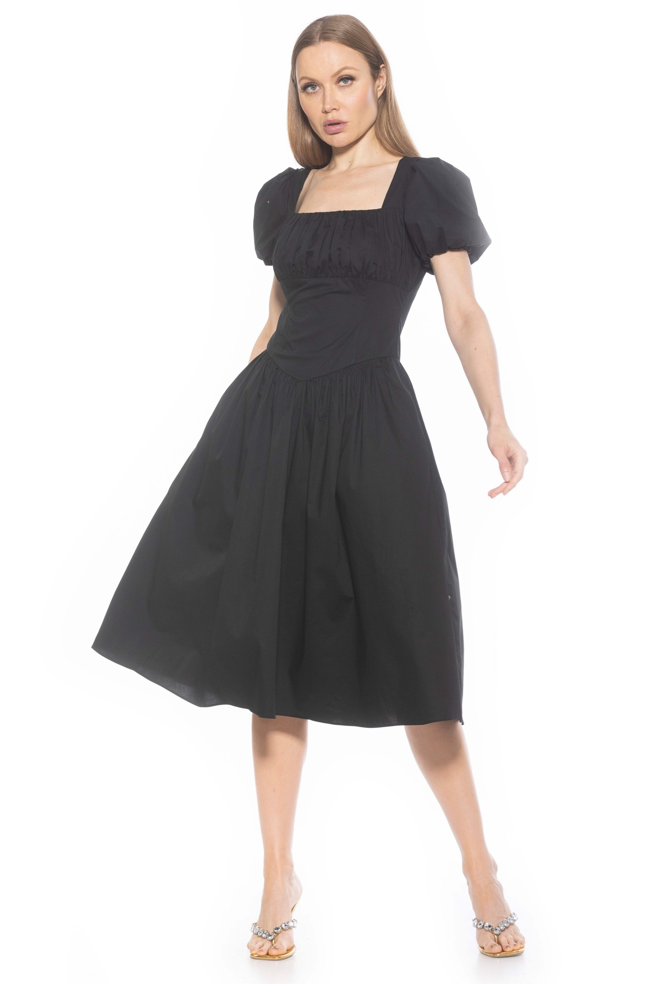 Jessi Portrait Neck Midi Dress