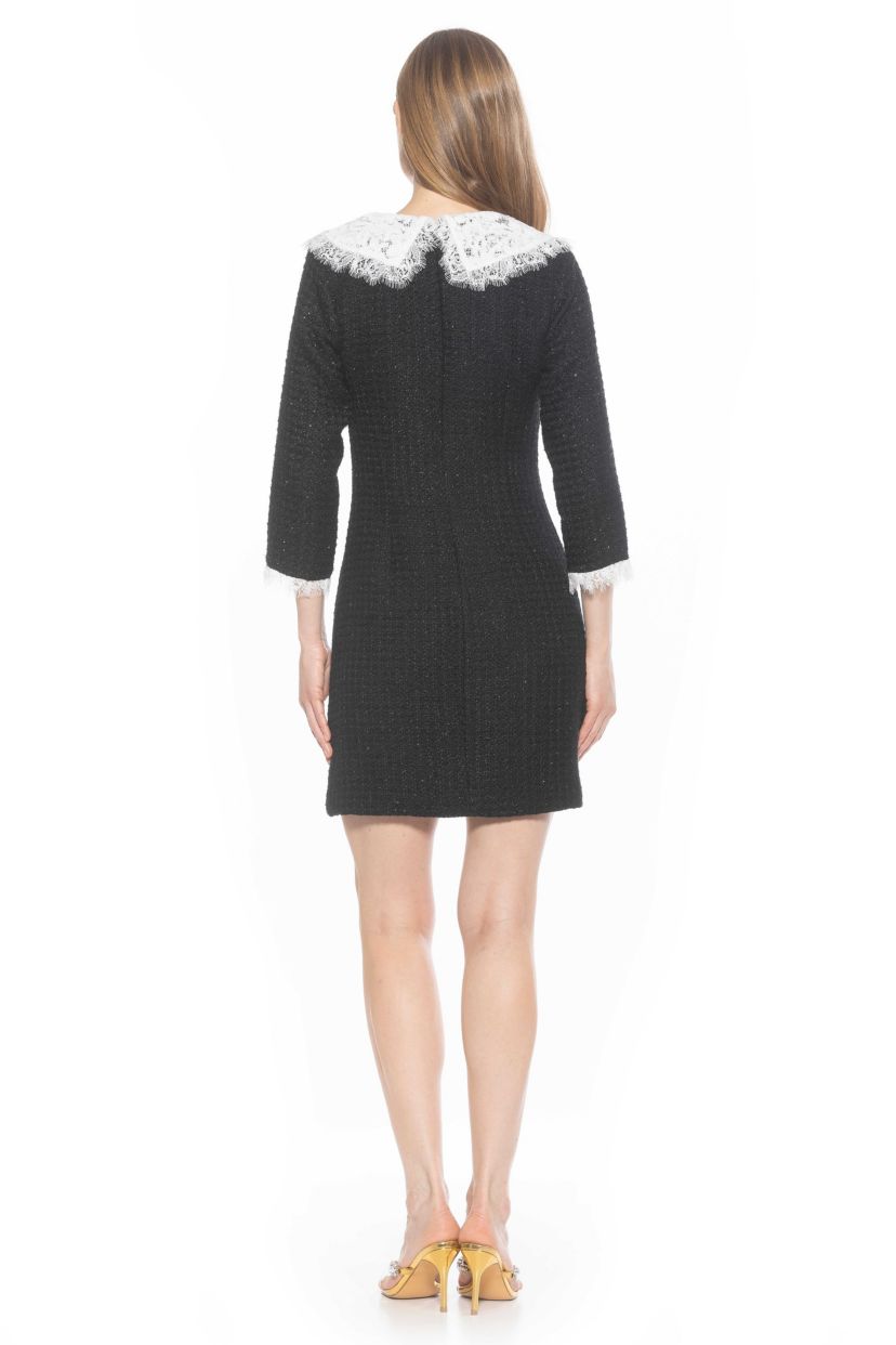 Monique Lace Collar Tweed Shift Dress