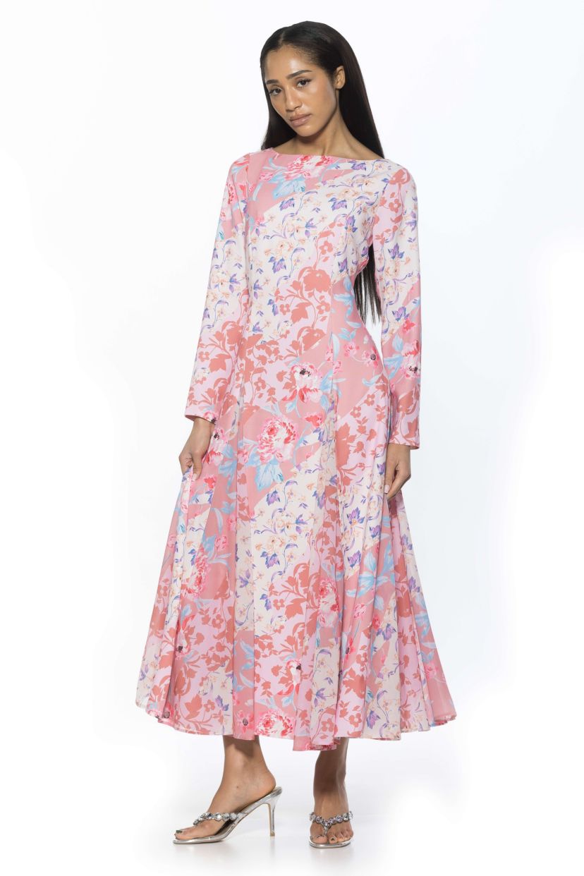 Elodie Crewneck Long Sleeve Midi Dress