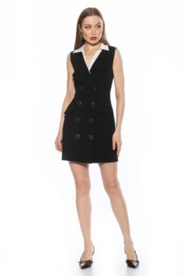 Alexia Admor Women's Rune Sleeveless Collar Vest Dress, Black, 4