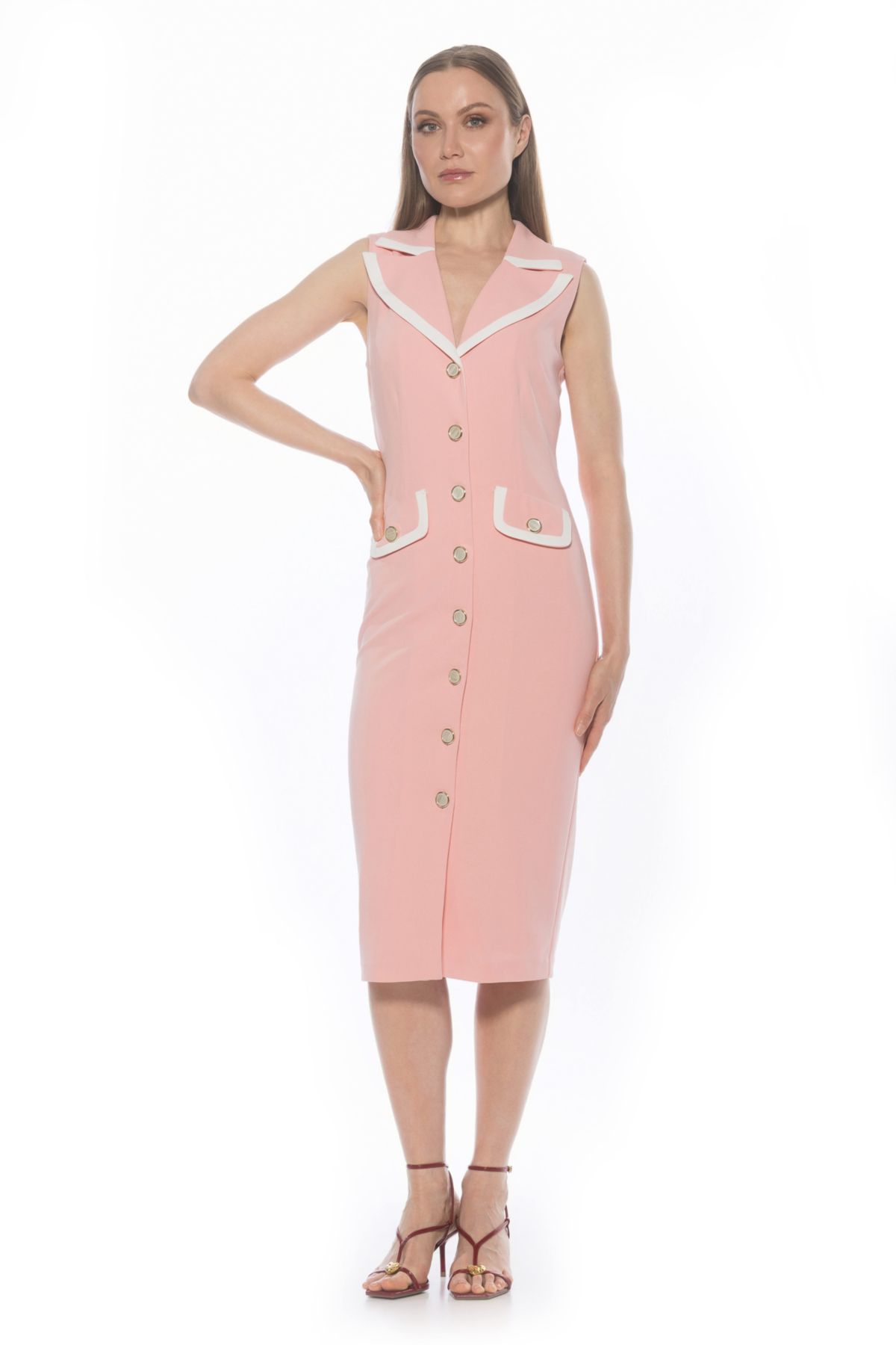 Jean Button Down Midi Sheath Dress