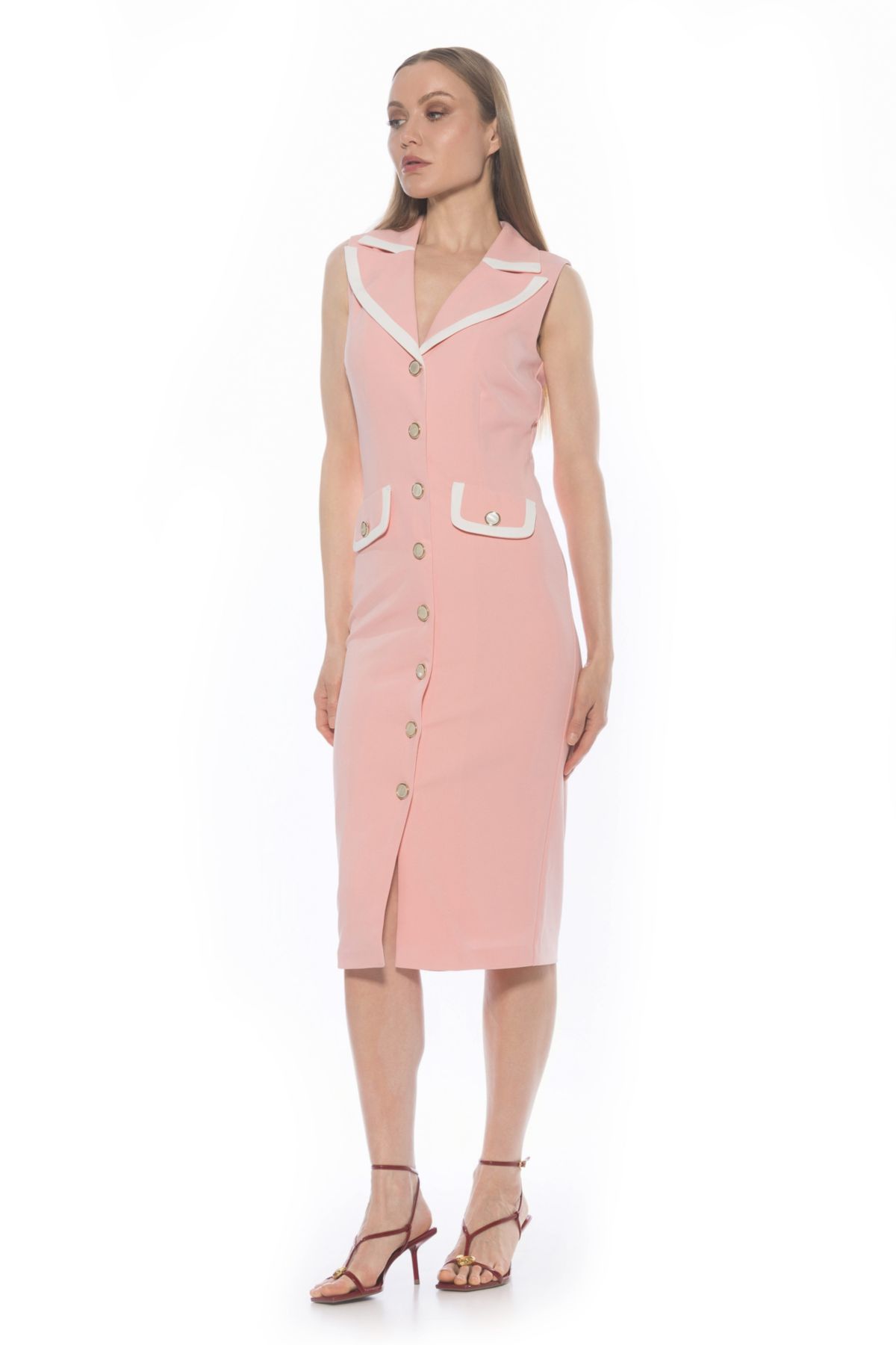 Jean Button Down Midi Sheath Dress