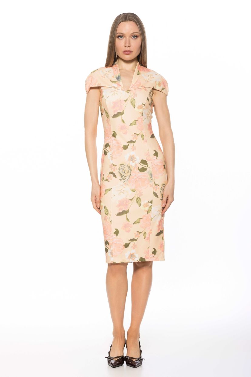 Tati Contrast Collar Cape Sheath Dress
