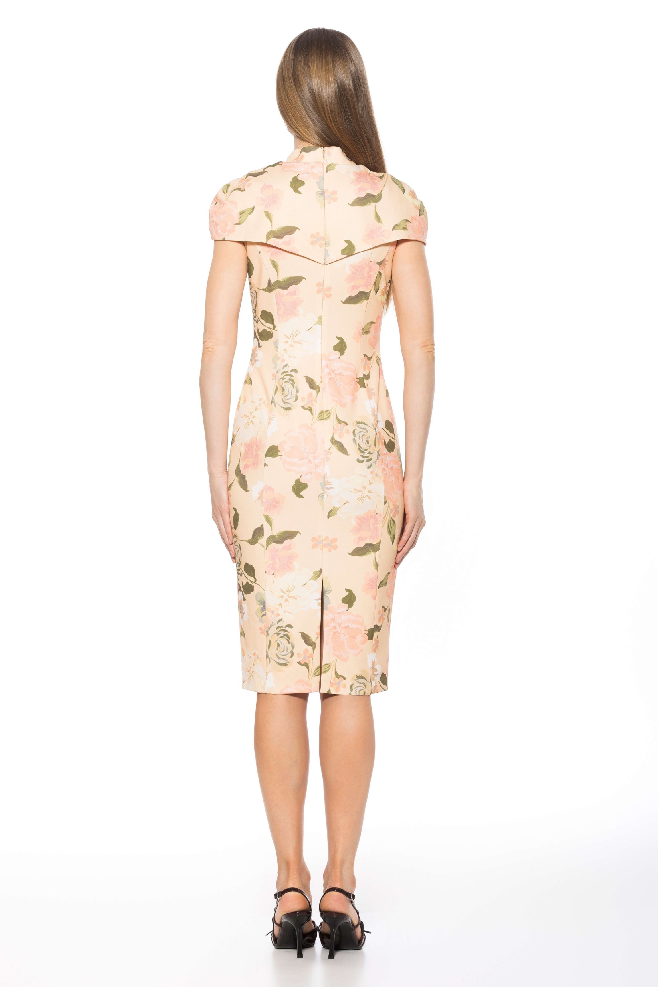 Tati Contrast Collar Cape Sheath Dress