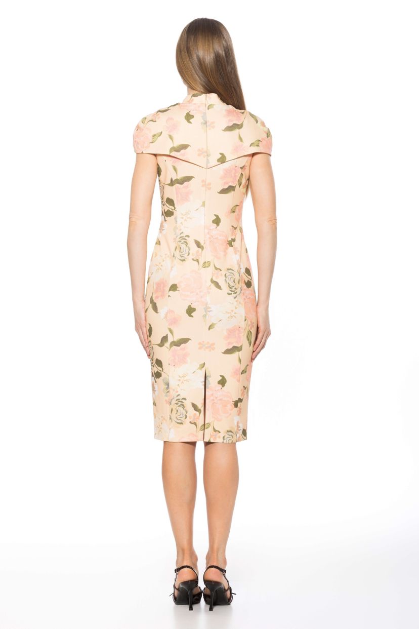 Tati Contrast Collar Cape Sheath Dress