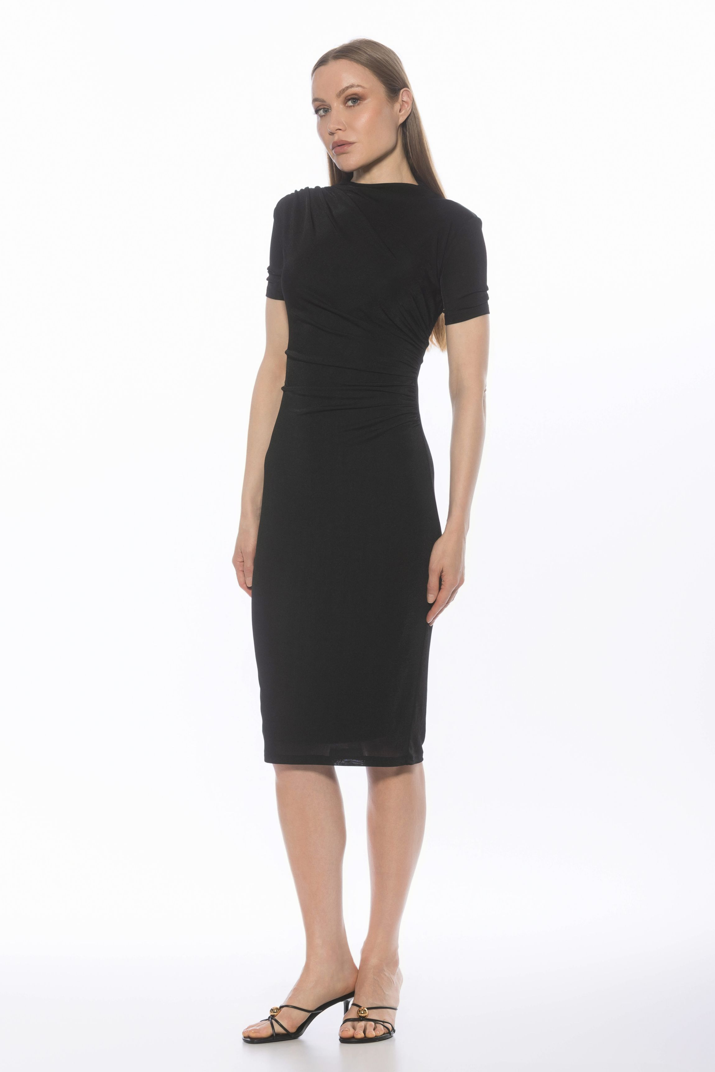 Santal Short Sleeve Draped Midi Dress