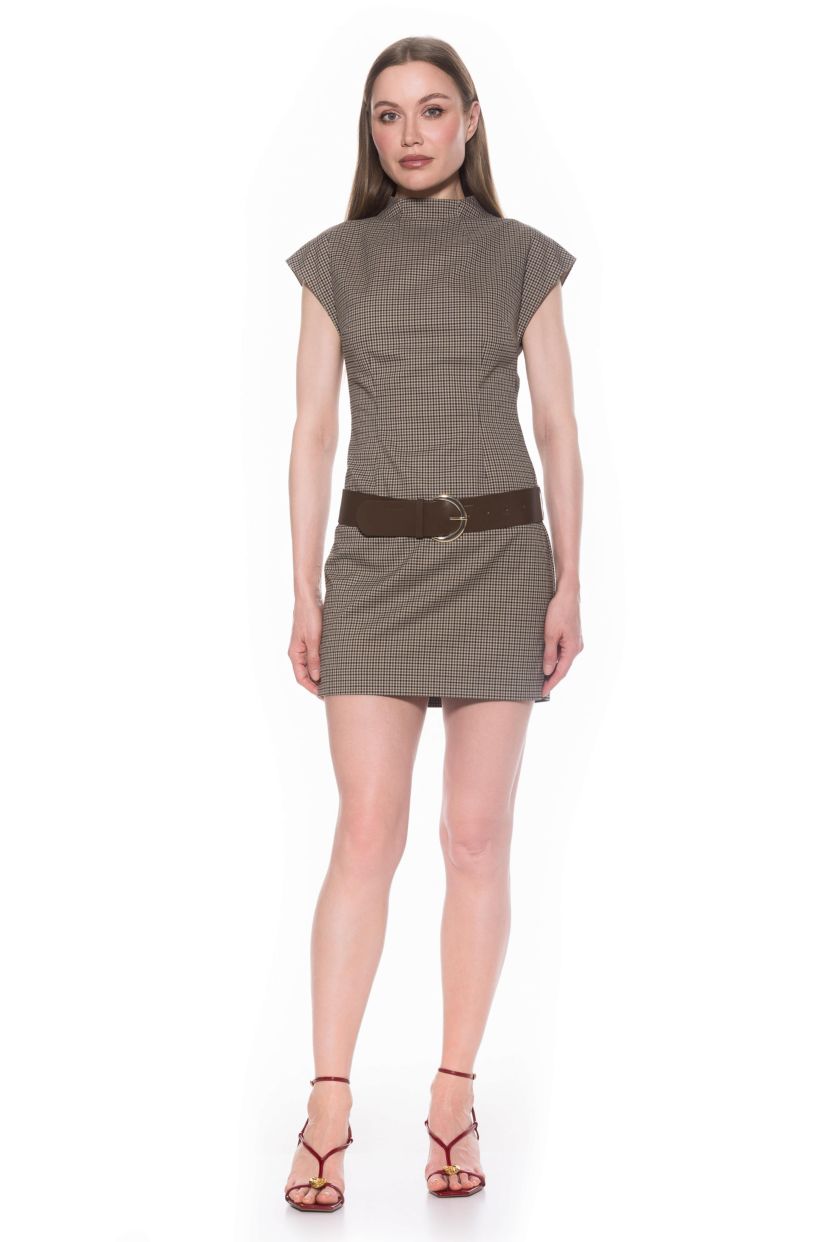 Em Cap Sleeve Belted Mini Dress