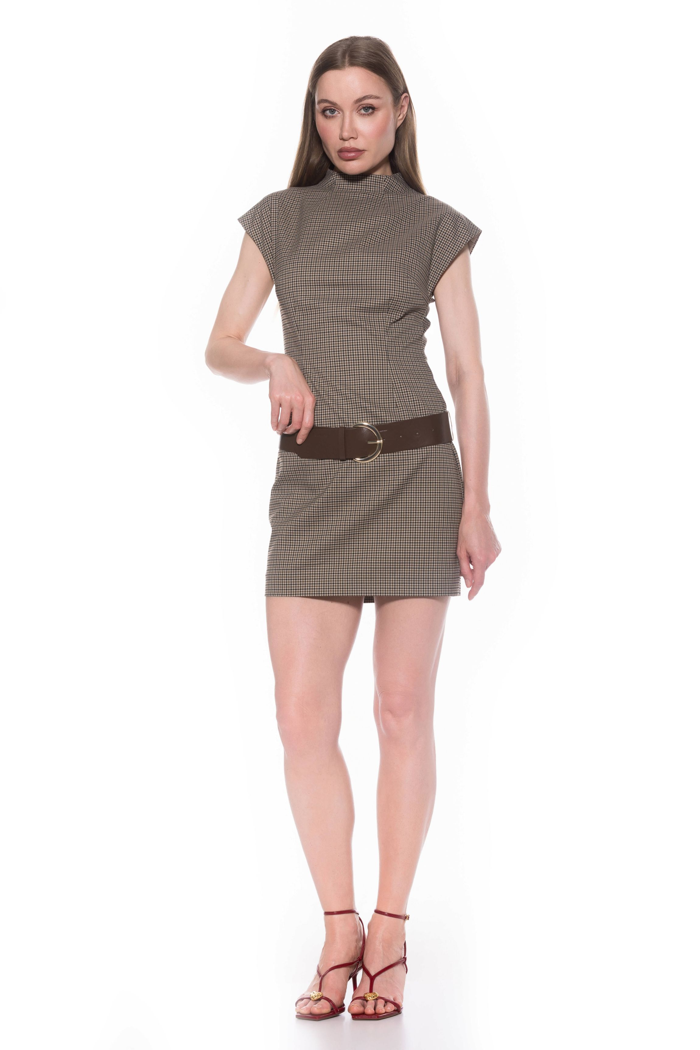 Em Cap Sleeve Belted Mini Dress