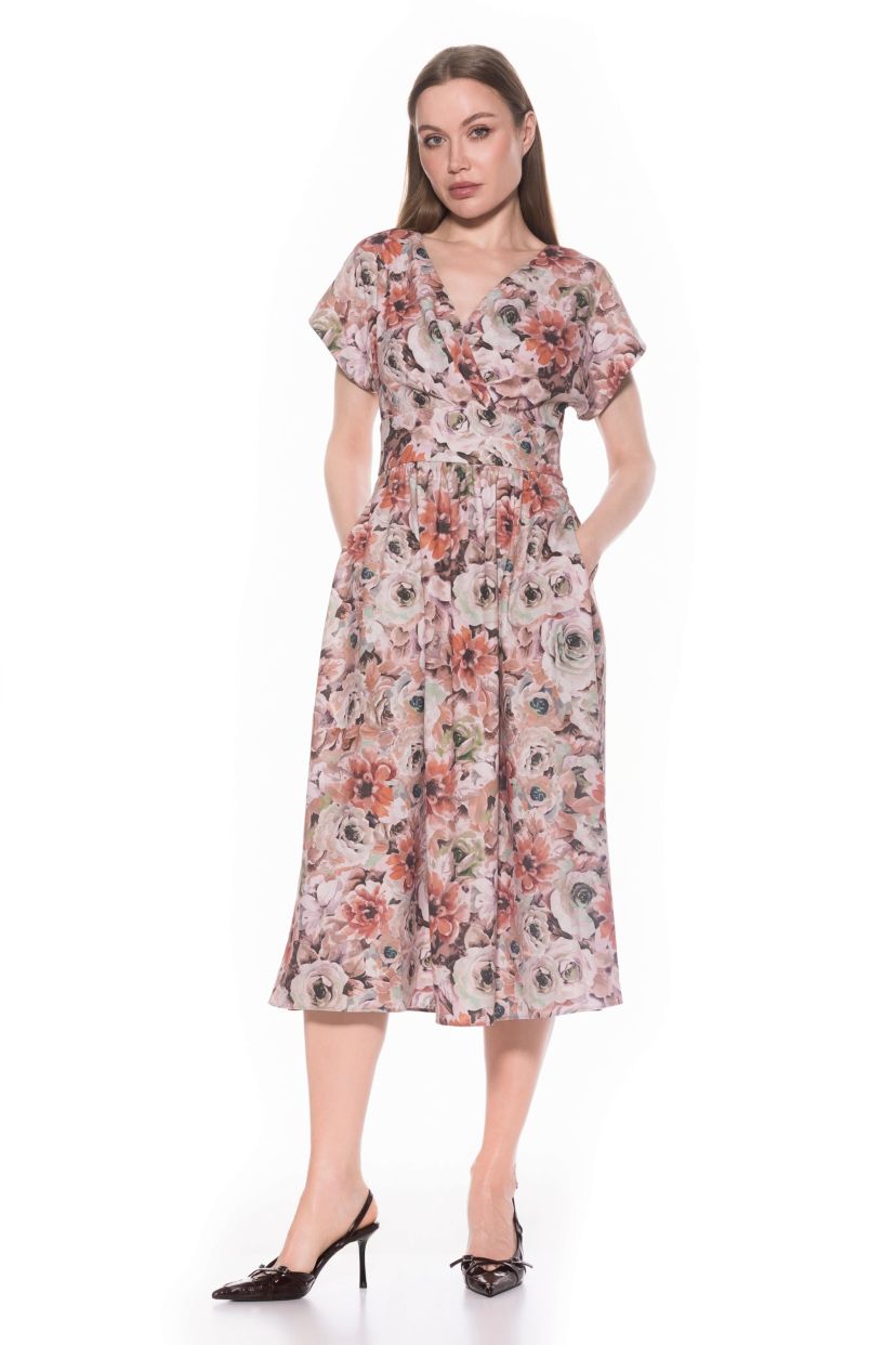 Ava Draped Fit And Flare Dress