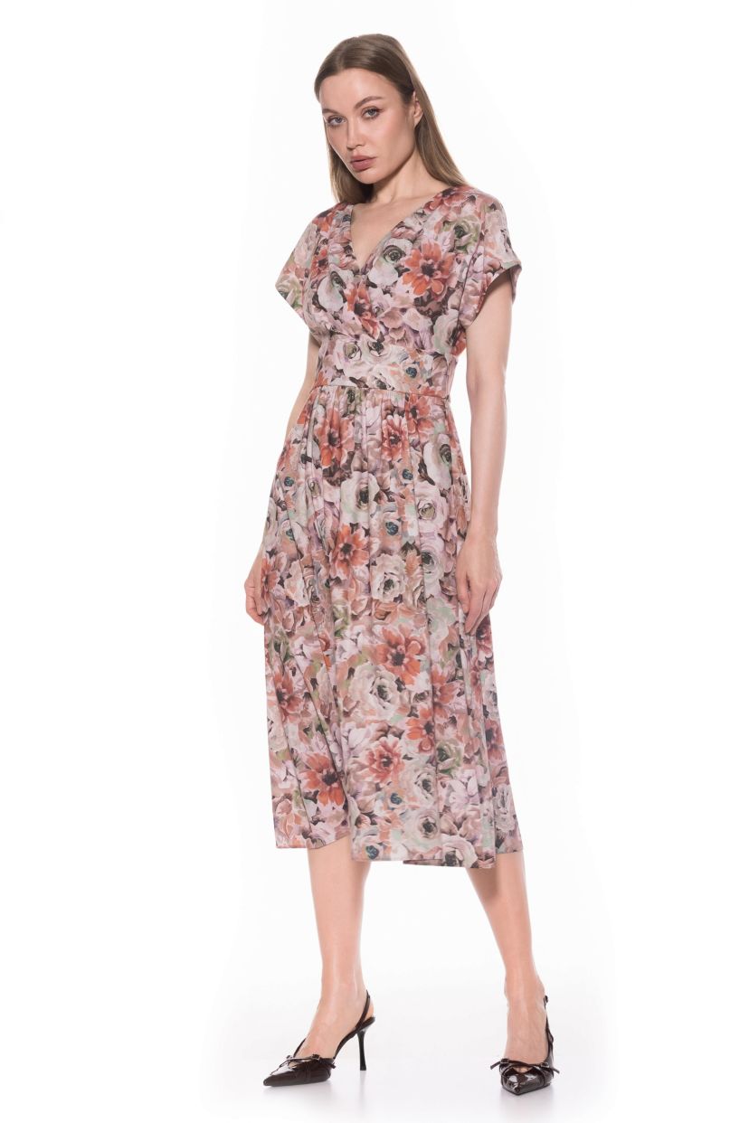 Ava Draped Fit And Flare Dress