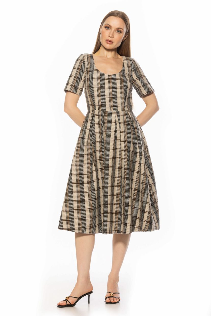 alexia admor dresses Women's Lana Collared Fit And Flare Midi Dress, Burgundy, 8 Lay Flat To Dry Imported Style D5180 Alexia Admor Imani Scoop Neck