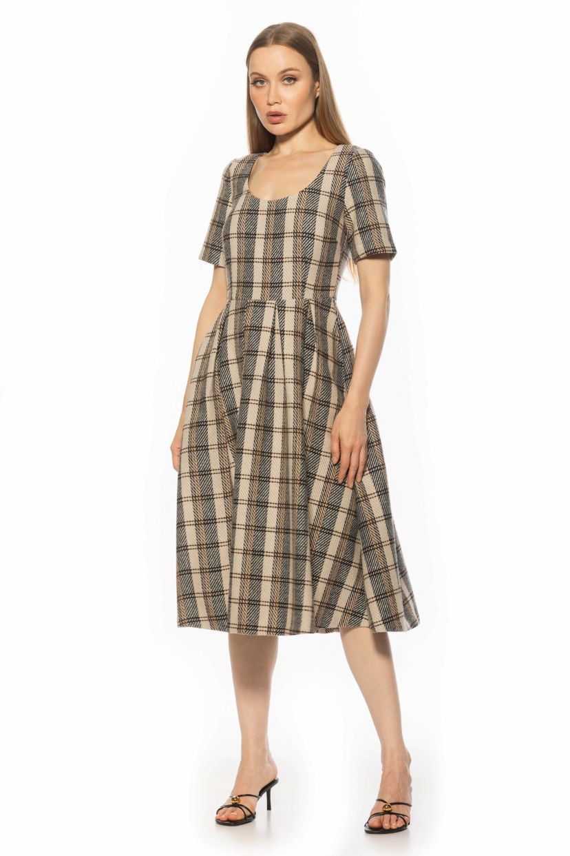 Imani Scoop Neck Pleated Dress