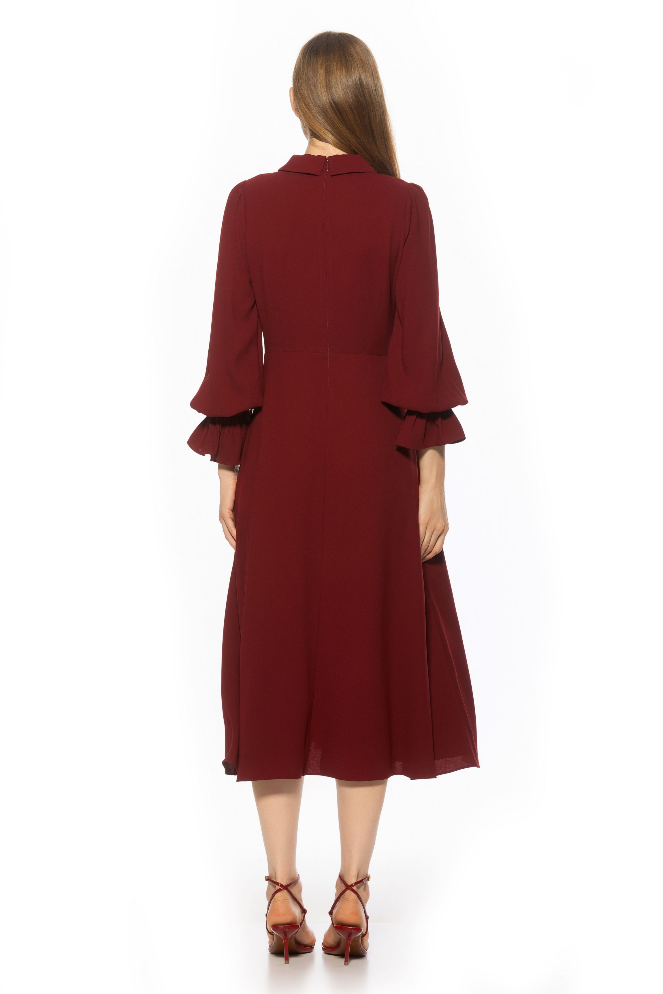 Lana Collared Fit And Flare Midi Dress