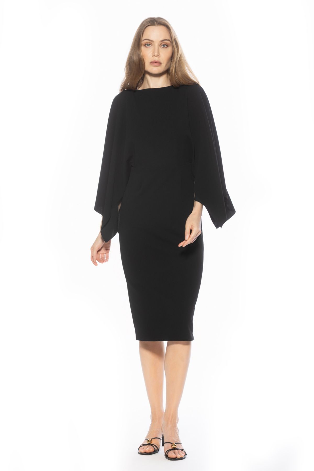 Billie Boatneck Drape Sleeve Midi Dress