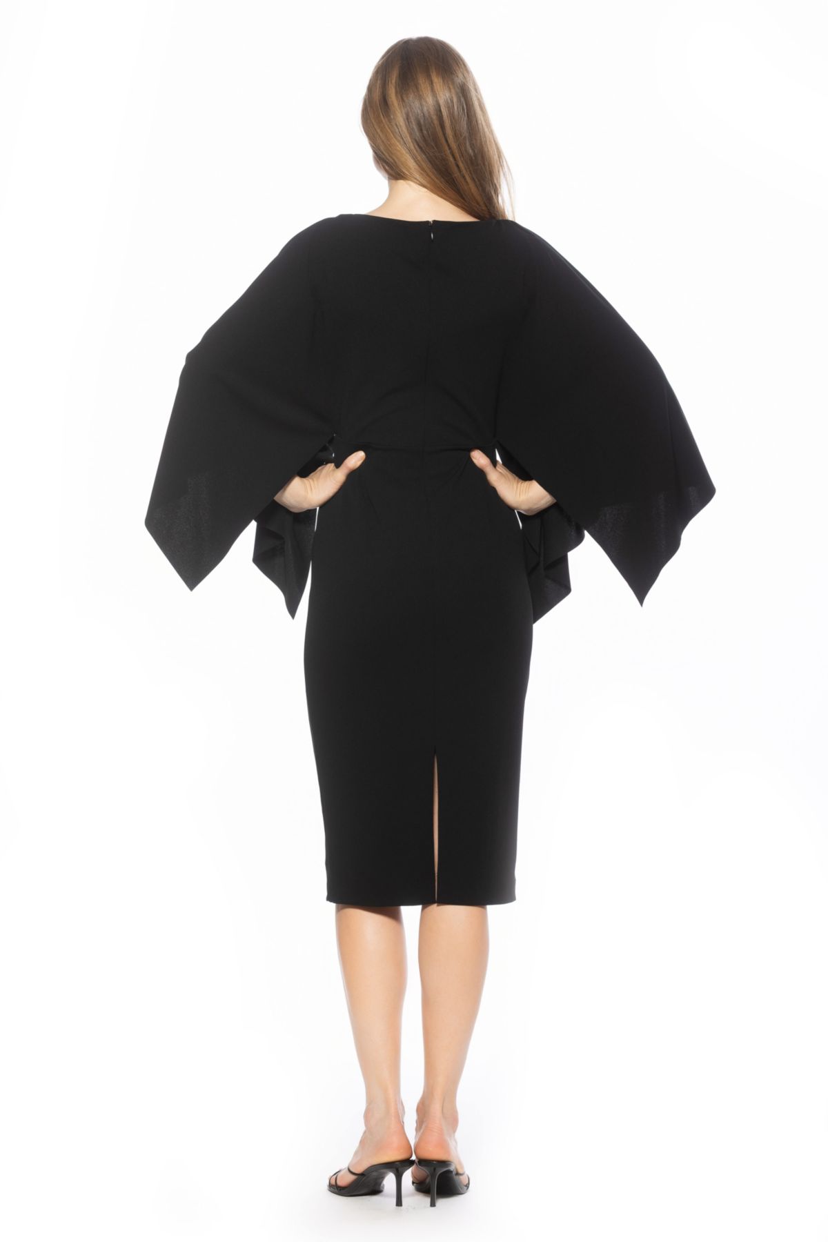 Billie Boatneck Drape Sleeve Midi Dress