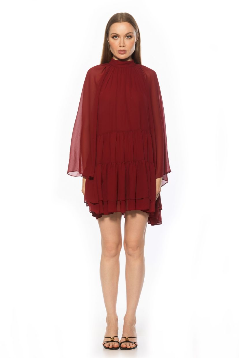 Pamela Mockneck Ruffle Shift Dress
