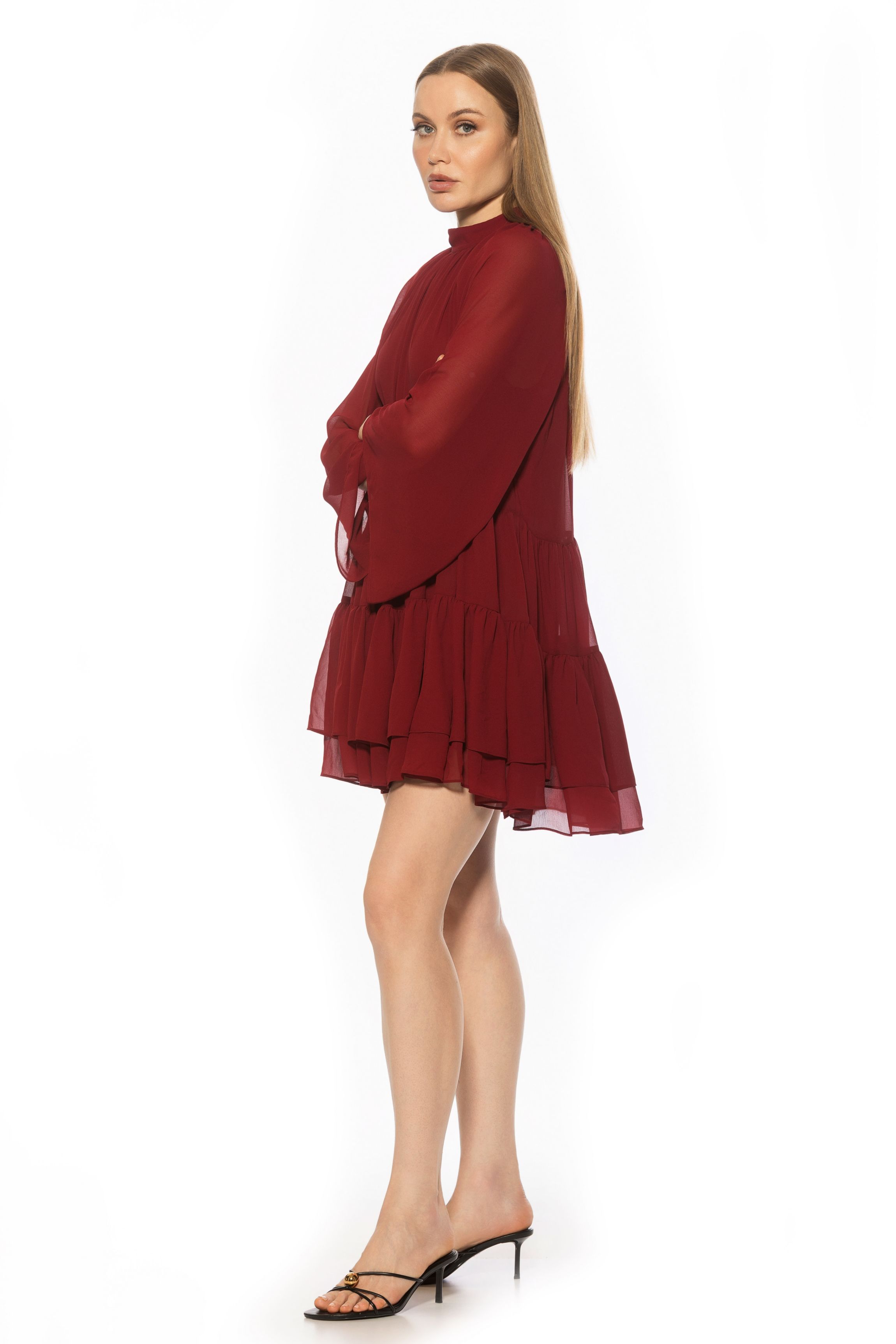 Pamela Mockneck Ruffle Shift Dress