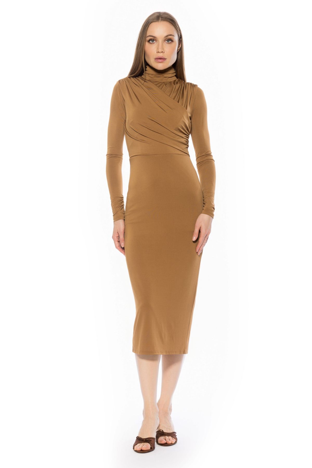 Elio Draped Midi Sheath Dress