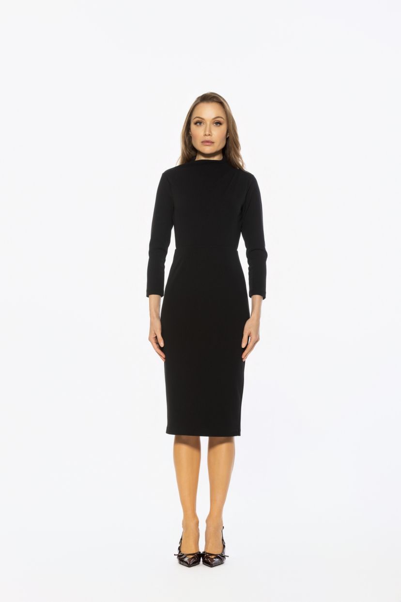 Mika Mockneck Draped Sheath Dress
